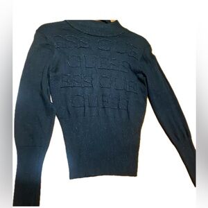 GUESS Embossed Black Turtleneck Sweater
